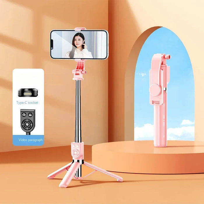 1M Selfie Stick Tripod with LED Light and Bluetooth Remote for iPhone/Android