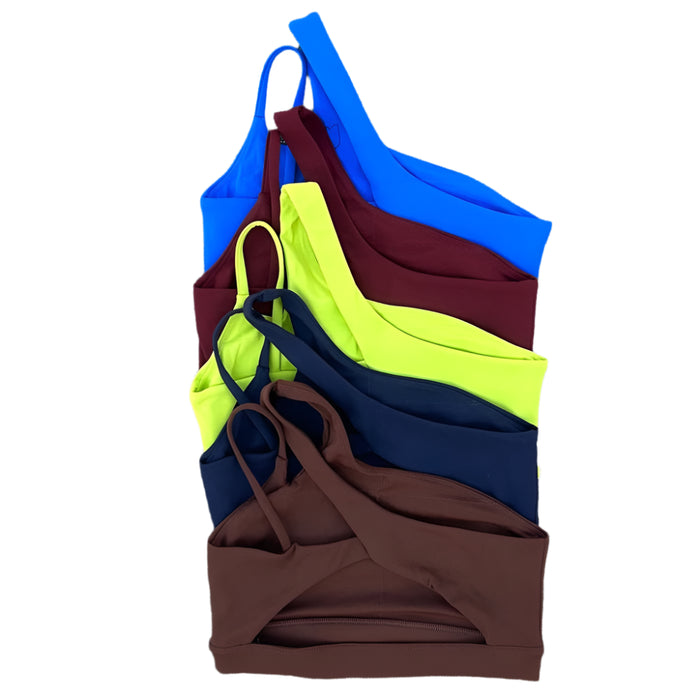 Asymmetrical Shoulder Sports Bra for Yoga and Running